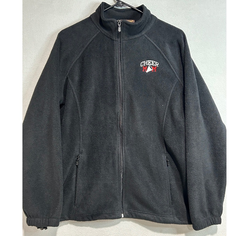 Harriton Fleece Jacket Womens XL Black Cheer Mom Full Zip‎ warm cozy
